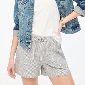 J.CREW Stripped Linen Blend Drawstring Shorts